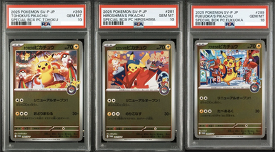 PSA 10 Tohoku Hiroshima Fukuoka Pikachu 260 261 289/SV-P Special Box Promo Japan0