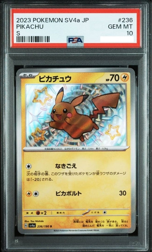 PSA 10 Pikachu S 236/190 sv4a Shiny Treasure Pokemon Card Japanese 2023 GEM MT0
